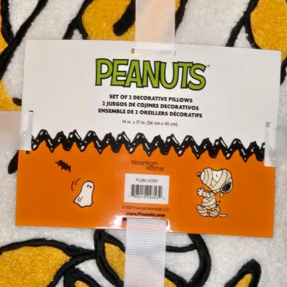 Peanuts Halloween Pillow Set 2 Snoopy Mummy Woodstock 14x17 Decorative Pillows